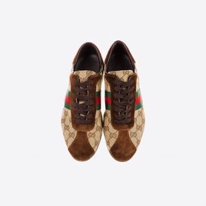 Authentic Gucci canvas green and red web sneakers 

Size 8.5